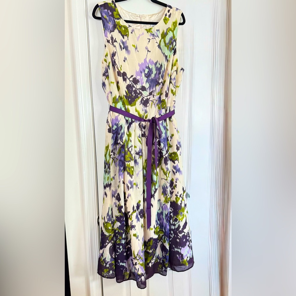 Floral Sleeveless Dress with Purple Accents
